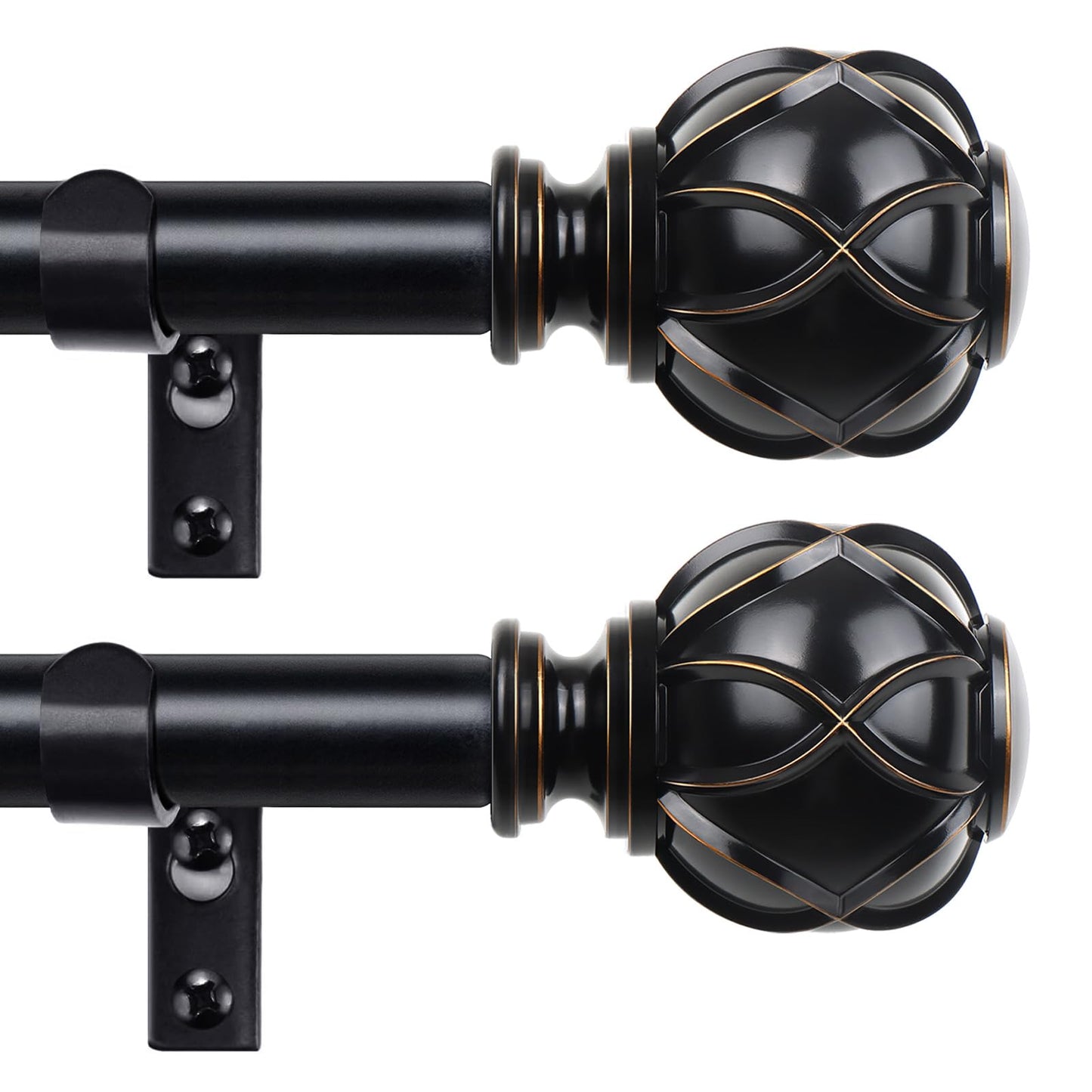Bronze Curtain Rods 2 Pack, HOTOZON Curtain Rods for window 32 to 58 Inch, New Splicing Window Rod for Windows, 3/4 Inch Single Drapery Rod with Netted Finials