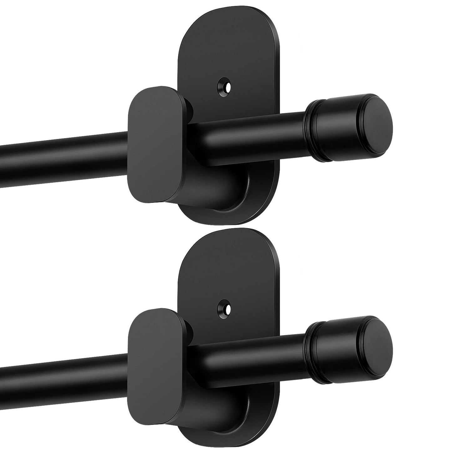 Curtain Rods No Drilling 32 to 86 Inch, HOTOZON 5/8 Inches No Drill Curtain Rods for Windows 55 to 82 Inches(4.5-6.8 ft), Renter Friendly Adjustable Small Drapery Rod for Lightweight Curtains, Black
