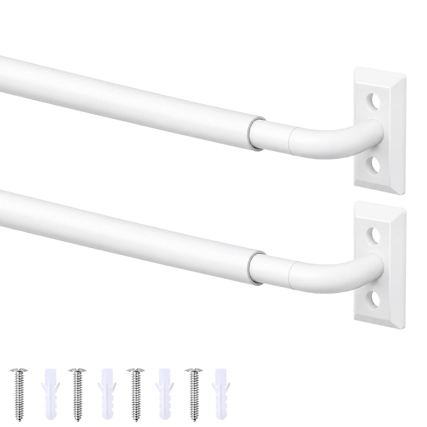 HOTOZON French Door Curtain Rod 2 Pack 16 to 30 Inch, 3/8" Diameter, Black | Wrap Around Adjustable Telescoping Cafe Curtain Rod for Door Window 12 to 28 Inches, Sash Curtain Rods for Home Decoration