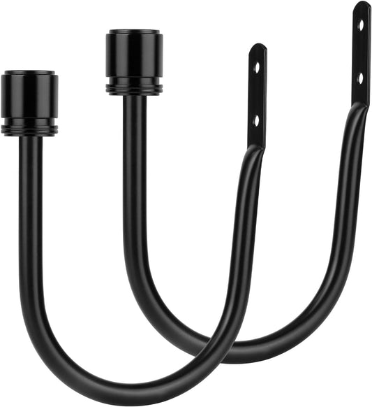 Curtain Holdbacks 2 Pack, HOTOZON Decorative Curtain Tieback with Screws Wall Mounted, Curtain Hooks for Drapes with Simple End Finials, Black (1 Pair/2 Pack), Large