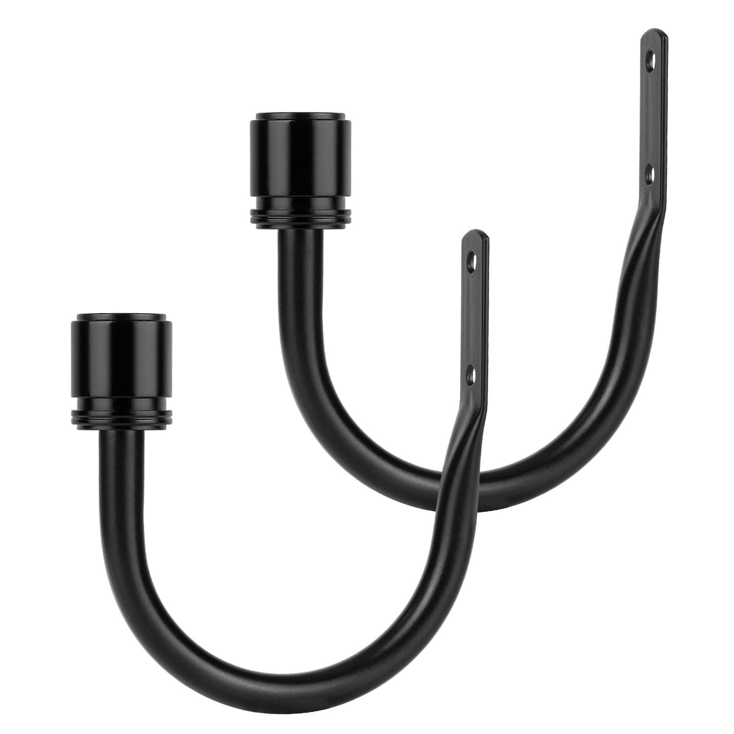 Curtain Holdbacks 2 Pack, HOTOZON Decorative Curtain Tieback with Screws Wall Mounted, Curtain Hooks for Drapes with Simple End Finials, Black (1 Pair/2 Pack), Large