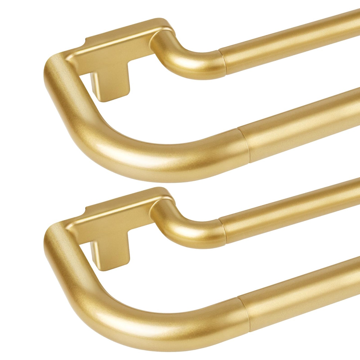 Double Curtain Rods 32 to 86 Inches, HOTOZON Wrap Around Double Curtain Rods for Windows 55 to 82 Inches (4.6-6.8 ft), 6/8 Inches Telescoping Adjustable Blackout Room Darkening Drapery Rod, Gold