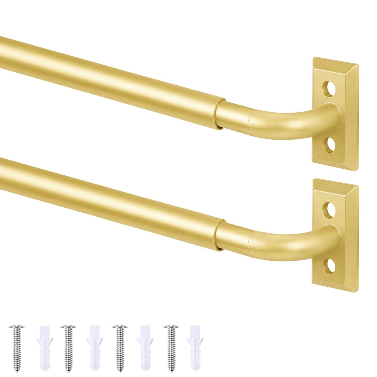 HOTOZON French Door Curtain Rod 2 Pack 16 to 30 Inch, 3/8" Diameter, Black | Wrap Around Adjustable Telescoping Cafe Curtain Rod for Door Window 12 to 28 Inches, Sash Curtain Rods for Home Decoration