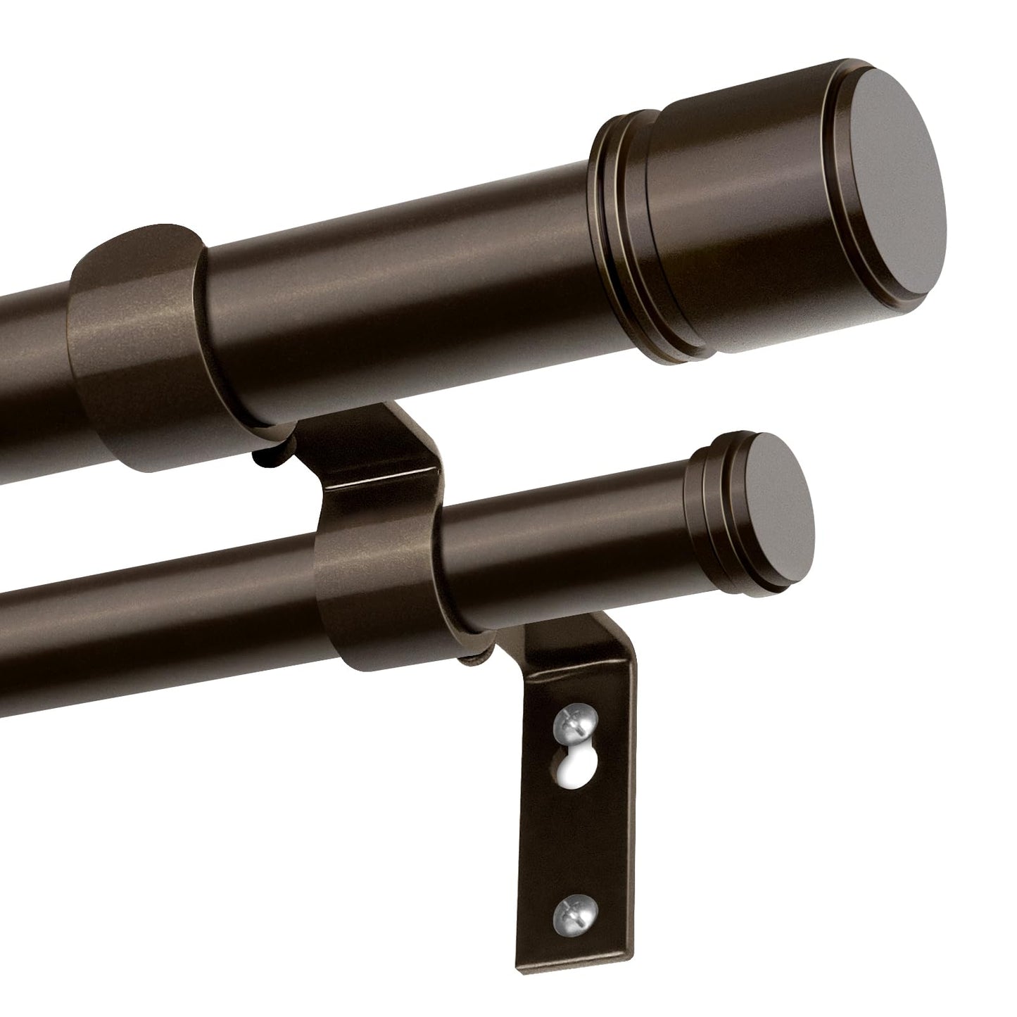 Double Curtain Rod 72 to 144 Inch, HOTOZON 1 Inch Heavy Duty Double Curtain Rods for Windows 60 to 140 Inches(5-11.6 ft), Telescoping Drapery Rod with Simple End Finials, Black