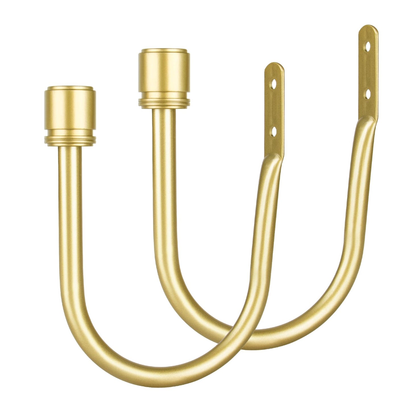 Curtain Holdbacks 2 Pack, HOTOZON Decorative Curtain Tieback with Screws Wall Mounted, Curtain Hooks for Drapes with Simple End Finials, Black (1 Pair/2 Pack), Large