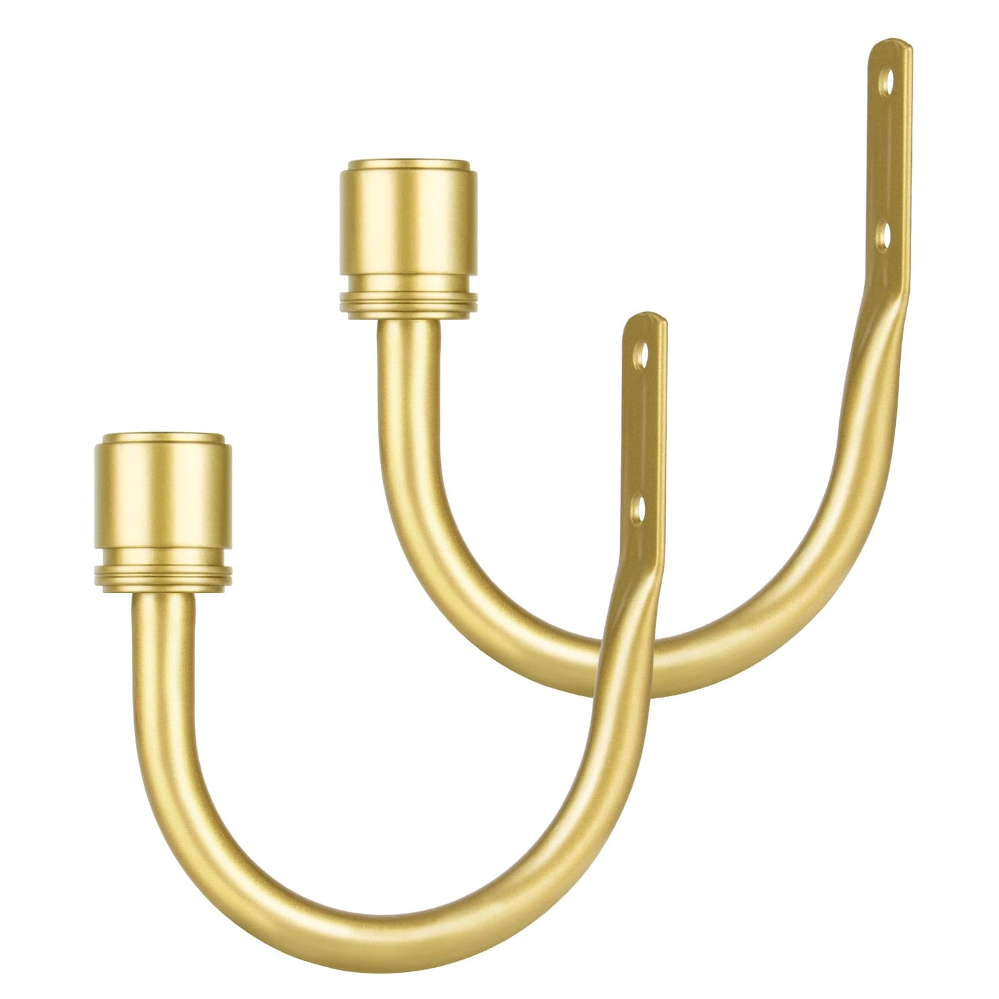 Curtain Holdbacks 2 Pack, HOTOZON Decorative Curtain Tieback with Screws Wall Mounted, Curtain Hooks for Drapes with Simple End Finials, Black (1 Pair/2 Pack), Large