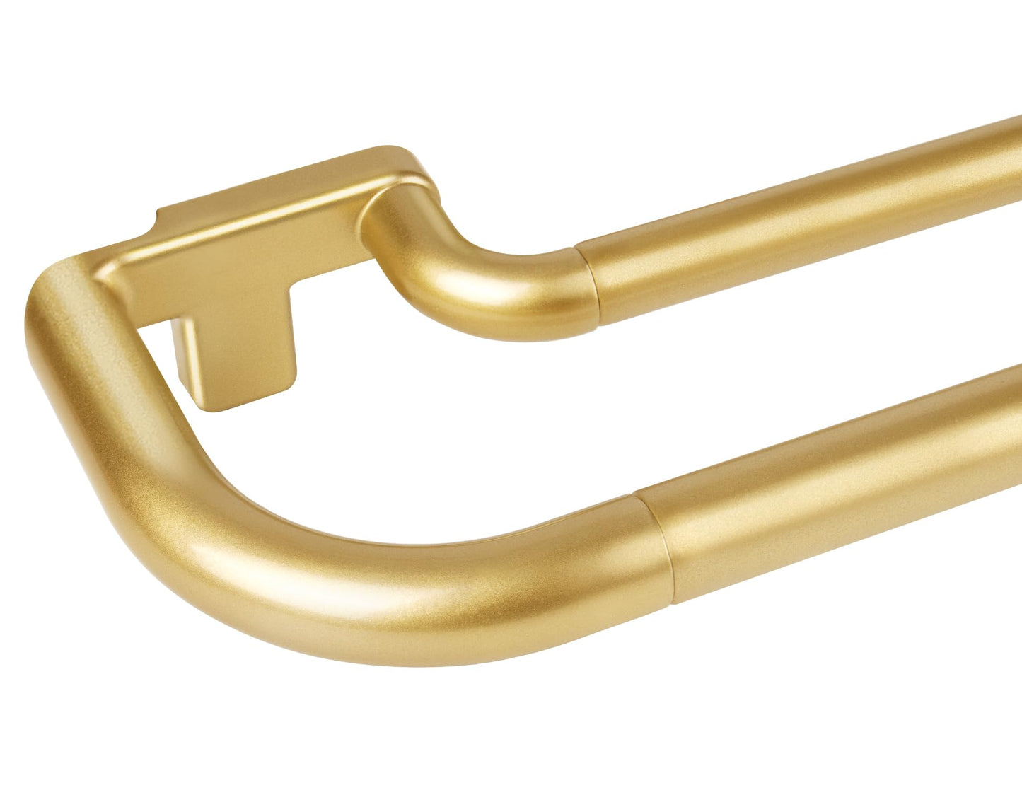 Double Curtain Rods 32 to 86 Inches, HOTOZON Wrap Around Double Curtain Rods for Windows 55 to 82 Inches (4.6-6.8 ft), 6/8 Inches Telescoping Adjustable Blackout Room Darkening Drapery Rod, Gold