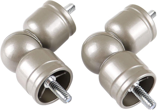 HOTOZON Adjustable Corner Connector for 1 Inch and 7/8 Inch Diameter Curtain Rods, 2 Pack Superior Elbow Connectors for Corner and Bay Window Rods, Antique Silver