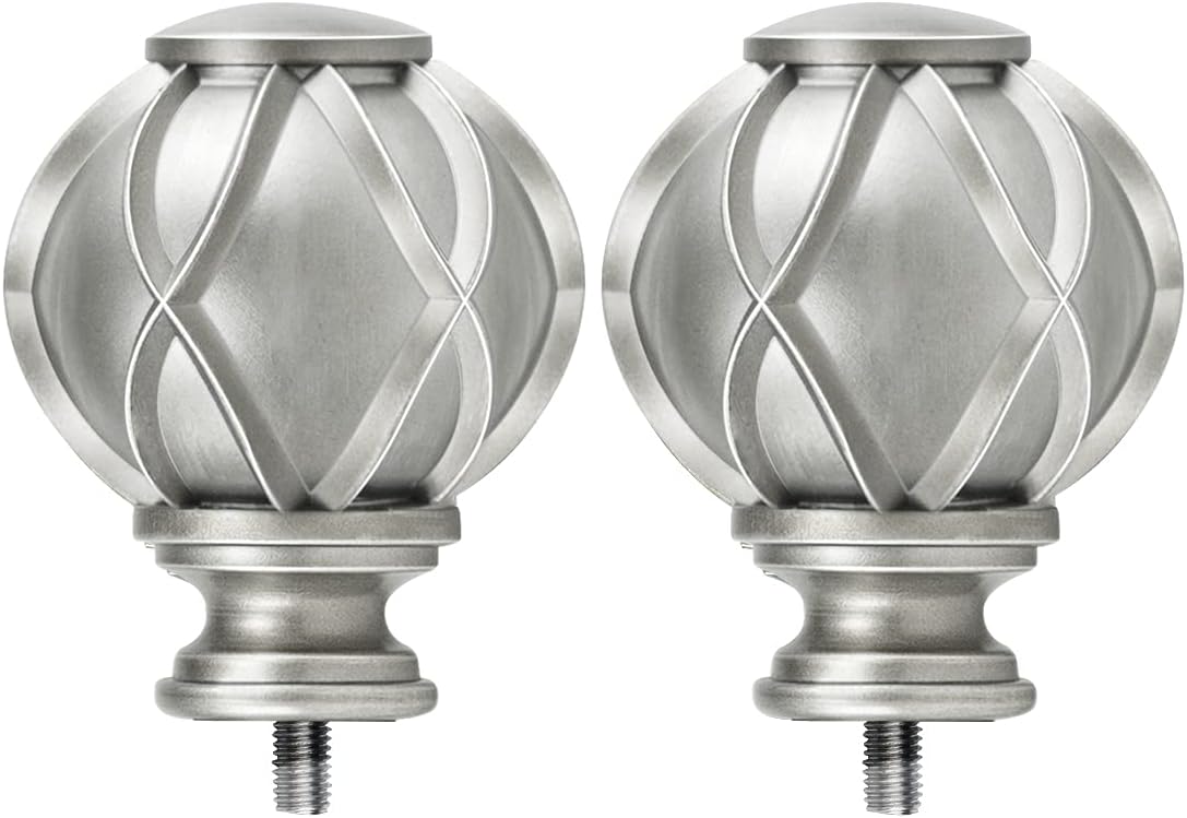 HOTOZON Antique Silver Replacement Finials for 3/4 and 5/8 Inch Diameter Curtain Rods, Samll Decorative Drapery Rod Finials, Set of 2 …