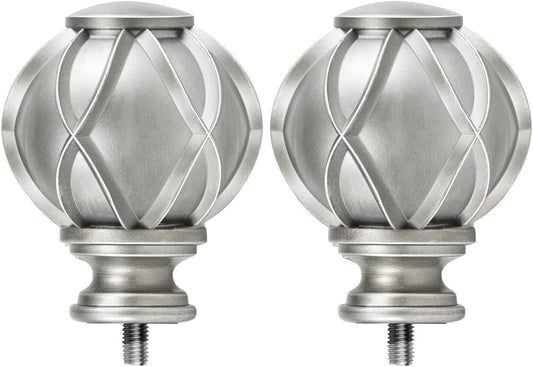HOTOZON Antique Silver Replacement Finials for 3/4 and 5/8 Inch Diameter Curtain Rods, Samll Decorative Drapery Rod Finials, Set of 2 …