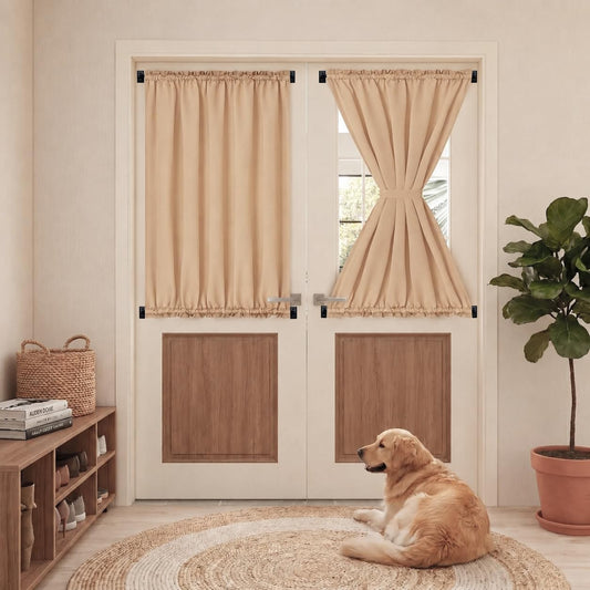 HOTOZON French Door Curtain Rod 2 Pack 16 to 30 Inch, 3/8" Diameter, Black | Wrap Around Adjustable Telescoping Cafe Curtain Rod for Door Window 12 to 28 Inches, Sash Curtain Rods for Home Decoration