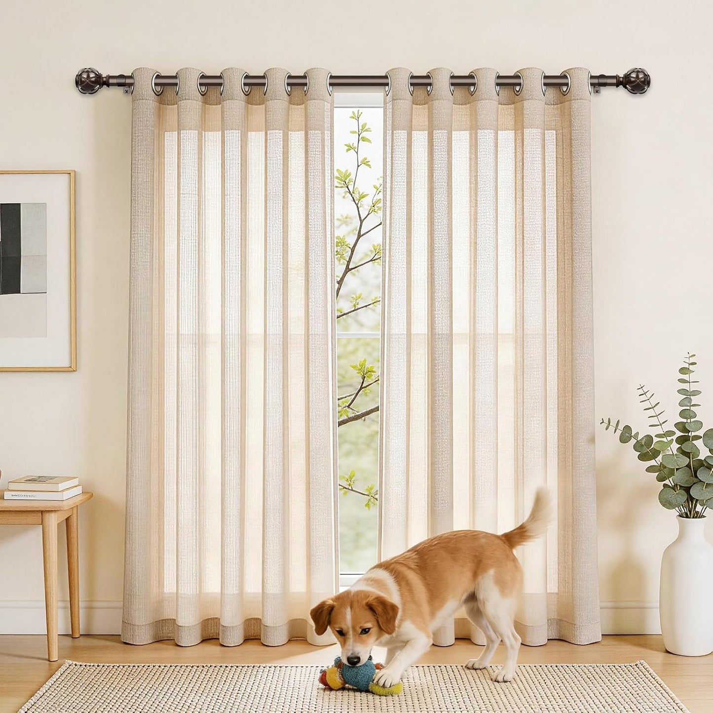 Bronze Curtain Rods 2 Pack, HOTOZON Curtain Rods for window 32 to 58 Inch, New Splicing Window Rod for Windows, 3/4 Inch Single Drapery Rod with Netted Finials